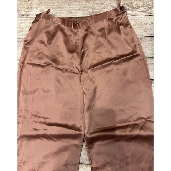 NWT Julianna Rae Paradise Found 100% Silk Button down Pajama Set Maroon Medium - Picture 5 of 9